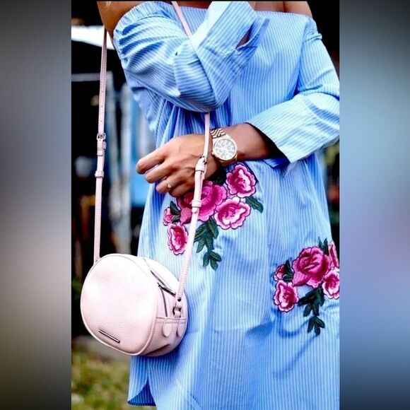 ZARA Dress Embroidered Off Shoulder Poplin Mini Dress • BLOGGER FAVORITE • - Picture 5 of 12